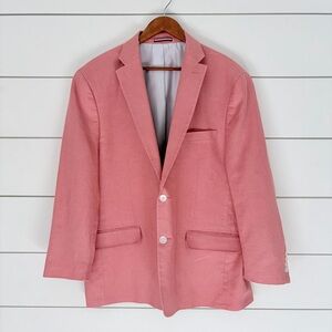 Tommy Hilfiger Linen Blazer Pink Coral Preppy Coastal Grandpacore 46R Hamptons